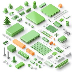 Poster - Green and Orange Minimalist Composition of Geometric Objects and Shapes