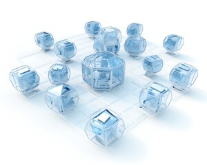Poster - Abstract 3D Geometric Shapes in Glassy Rendered Environment