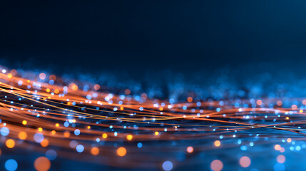Aufkleber - Abstract glowing particle lines and bokeh on a dark backdrop, conveying a futuristic technology concept. Generative AI 82656618 3