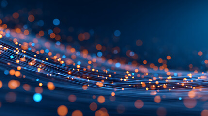 Aufkleber - Abstract glowing particle lines and bokeh on a dark backdrop, conveying a futuristic technology concept. Generative AI 41955933 2