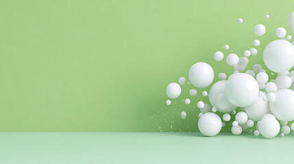 Aufkleber - Abstract light explosion of smooth white spheres with dynamic energy burst on green background in creative digital art style. 71271962 1