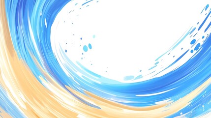 Poster - Abstract Background with Blue and Beige Swirls and Brush Strokes