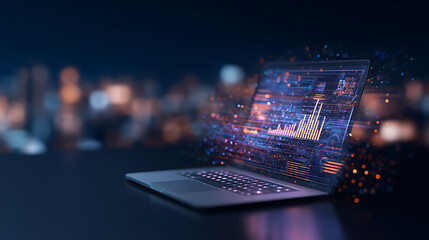 Aufkleber - AI technology digital concept with holographic interface on laptop. 3D Rendering 93569677 2