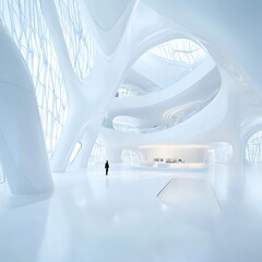 Poster - Modern architecture interior with flowing lines and bright light