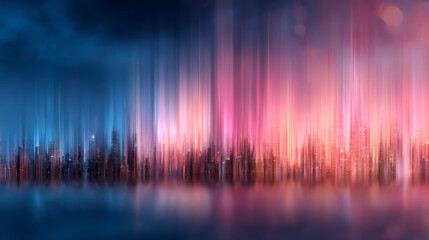Aufkleber - A vibrant abstract digital artwork with streaks of pink and blue, set against a dark, glitchy background, illustrating a cyberpunk concept. Generative AI 11089098 2