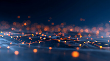Aufkleber - Abstract network connections with glowing dots and lines on a dark blue background, concept of digital communication. 3D Rendering 36593757 4