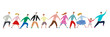 © K.M.S.P. - 手描きイラスト　手をつなぎながら前進する人々