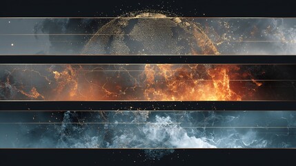 Poster - Abstract panoramic view of dynamic elements across horizontal planes formation