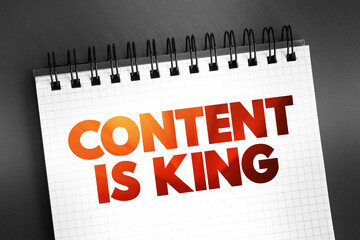 Aufkleber - Content Is King text on notepad, concept background