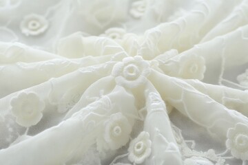 Poster - Delicate Floral Lace Fabric Close Up Shot in Studio Lighting for Bridal and Fashion Projects