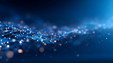 Aufkleber - Abstract digital dots and lines on a dark blue background, depicting data connectivity, Generative AI. Generative AI 92404347 3