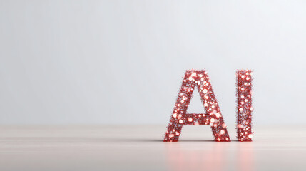 Aufkleber - AI text in red and yellow tones with dot patterns, abstract background, white backdrop, concept of innovation and technology. 3D Rendering. 23926465 4