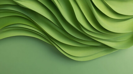 Aufkleber - Abstract green wave pattern with smooth curves and glowing gradients. 3D Rendering 44969980 4