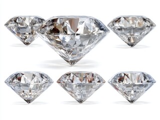 Poster - Sparkling Diamonds Grouped on White Background Close Up Shot for Jewelry Design and Luxury Concepts