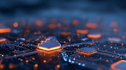 Aufkleber - Abstract cloud computing concept with circuit patterns and light particles on white background. 3D Rendering 34724771 4