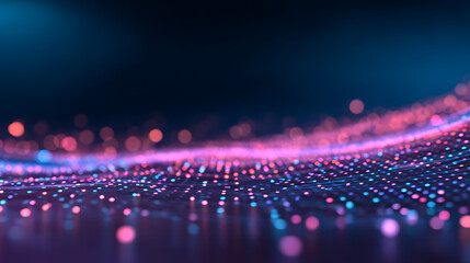 Aufkleber - Abstract dotted background with glowing pink and blue light effects on a dark backdrop. 3D Rendering 38758044 2