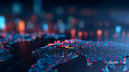 Fototapete - Digital glowing world map with binary code background in blue hues. 3D Rendering 32558851 4