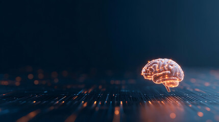 Aufkleber - Artificial intelligence and machine learning concept with digital graphic human brain layout and lines inside on abstract dark technological background. 3D rendering 26118680 1