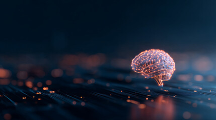 Aufkleber - Artificial intelligence and machine learning concept with digital graphic human brain layout and lines inside on abstract dark technological background. 3D rendering 97835988 4