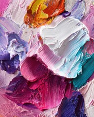 Poster - Abstract Close Up of Oil Paint Swirls with Vibrant Colors and Textured Surface in Studio Shot