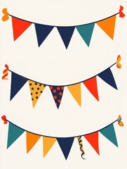 Poster - Festive party banner decoration hanging against a light background flat lay illustration celebration event design element