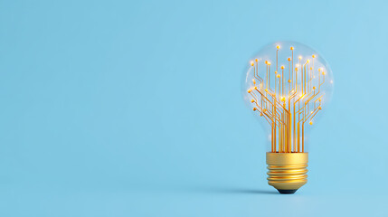 Poster - Light bulb with circuit design concept. 3D Rendering 96005464 1