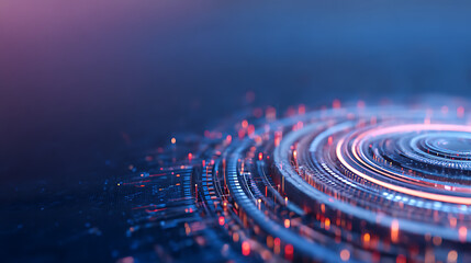 Fototapete - Futuristic AI Technology Interface in Blue and White Circular Design. 3D Rendering 30059116 1
