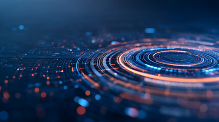 Fototapete - Futuristic AI Technology Interface in Blue and White Circular Design. 3D Rendering 34859728 3