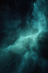Poster - Teal Nebula and Stars in Deep Space Abstract View of Cosmic Galaxy Formation and Heavenly Bodies in the Universe
