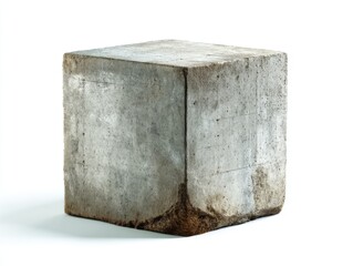 Poster - Concrete cube isolated on white background, studio shot, architectural element, construction material, minimalist design, industrial style
