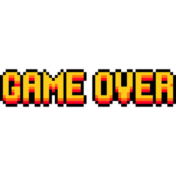 Pixel art game text set: winner, level up, game over. 8-bit retro style icons. Video game message
