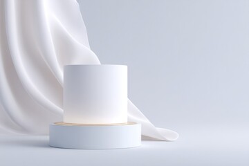Aufkleber - minimalistic scene featuring empty podium partially draped with soft flowing fabric