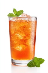 Poster - refreshing cold beverage in clear glass is isolated against stark white background