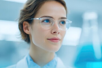Aufkleber - scientist diligently works in bright and clean laboratory surrounded by minimalistic environment
