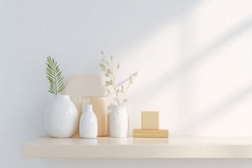 Poster - simple minimalistic hallway scene featuring various decor elements with ample clean copy space