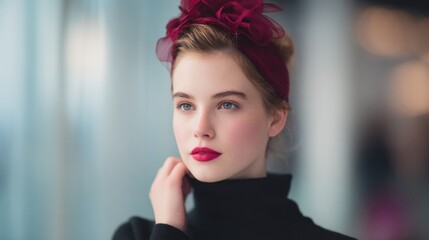 Poster - capture portrait of individual at themed party showcasing distinctive style with focus on minimalist