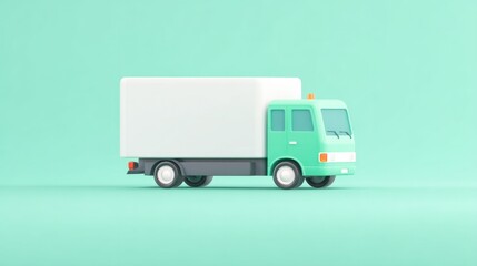 Poster - illustration of cargo transport vehicle on minimalistic background with ample copy space