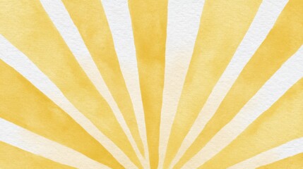 Leinwandbilder - Watercolor Sunburst Background in Yellow and White Radiating from Bottom Center Abstract Design