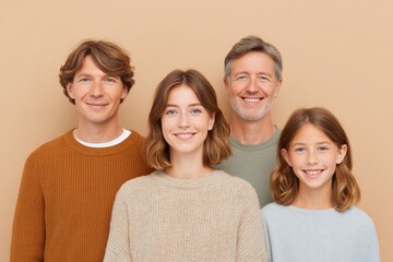 Poster - minimalistic family portrait with diverse members of any race age and gender centered in frame