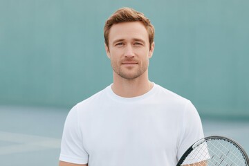 Aufkleber - minimalistic portrait of tennis player any race age or gender holding racket in simple pose