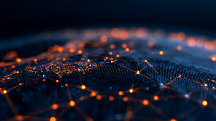 Aufkleber - A digital globe with illuminated data points, glowing lines, and numbers, symbolizing connectivity and technology, on a dark background. Generative AI 46194635 2