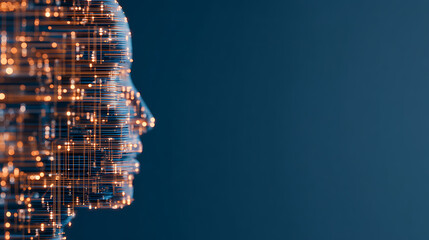 Aufkleber - Creative ai head outline on dark background. Artificial intelligence and innovation concept. 3D Rendering. 54756902 3