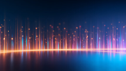 Fototapete - Stage with vibrant blue lights and a minimalistic design, set against a dark background, depicting the concept of futuristic technology. Generative AI 26395766 4