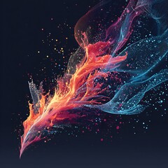Poster - Abstract cosmic flow with vibrant colors and particle dispersion digital creation