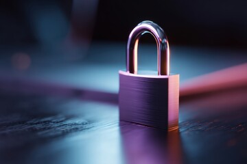 Poster - Padlock Close-Up on Textured Surface Security Concept Protection Privacy Cyber Security Technology Safety Modern Style