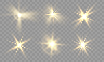 Wall Mural - Warm PNG background with white star light glare brilliant glow sparkle flare beam effect golden starlight transparent abstract explosion vibrant disco element illumination isolated design


