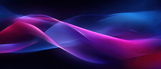 Leinwandbilder - Abstract Flowing Ribbons of Light in Blue and Pink Gradient Background Digital Art Style Graphic Design Element