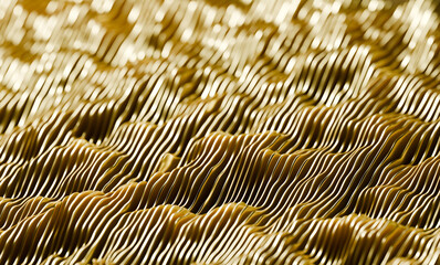 Poster - Gold waveform futuristic background 3d rendering soft focus