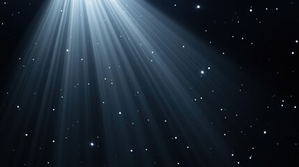 Poster - Abstract Light Rays and Sparkling Particles on Dark Background Illuminating from Above Conceptual Art
