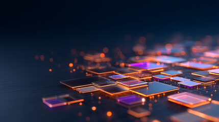 Aufkleber - Glowing electronic devices on a dark background, showcasing a neon color scheme, illustrating a concept of digital connectivity. Generative AI 69264409 4